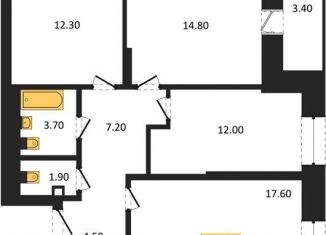 Продажа трехкомнатной квартиры, 79.5 м2, Новосибирск, метро Золотая Нива