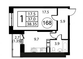 Продажа 1-комнатной квартиры, 38.4 м2, Домодедово