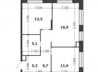 Продажа 2-комнатной квартиры, 59.7 м2, Москва, 3-я очередь, к6, станция ЗИЛ