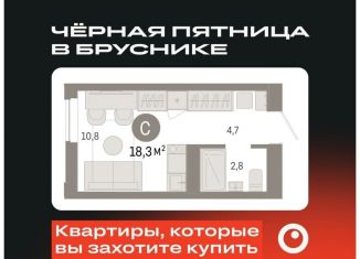 Продаю квартиру студию, 18.3 м2, Екатеринбург, улица Гастелло, 19А, ЖК Шишимская Горка