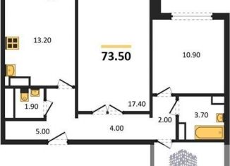 Продаю 3-ком. квартиру, 73.5 м2, посёлок Отрадное, бульвар 70 лет Победы, 5