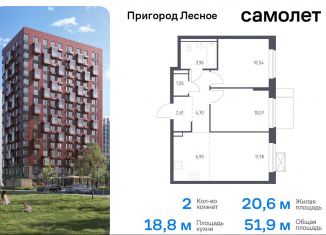 Продажа 2-комнатной квартиры, 51.9 м2, Московская область