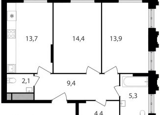 Продам 2-комнатную квартиру, 63.2 м2, Москва, метро Академика Янгеля