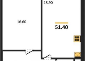 1-комнатная квартира на продажу, 51.4 м2, Новосибирск