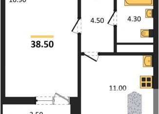 1-комнатная квартира на продажу, 38.5 м2, Воронеж, улица Шишкова, 140Б/6