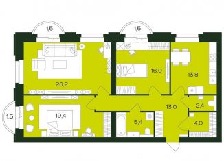 Продается 3-комнатная квартира, 101.7 м2, Чувашия, жилой комплекс Ялав, поз5.12