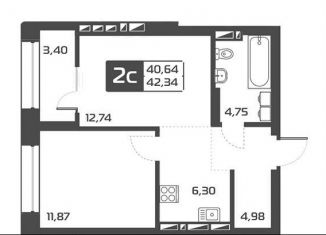 2-ком. квартира на продажу, 42.3 м2, Новосибирск, метро Золотая Нива