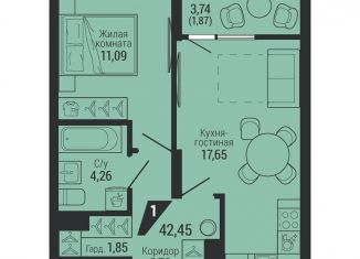 Продаю однокомнатную квартиру, 42.5 м2, Екатеринбург, улица 40-летия Октября