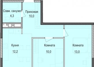 Двухкомнатная квартира на продажу, 49.4 м2, Казань, Приволжский район