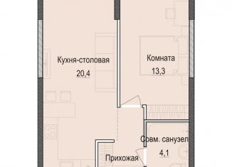 Однокомнатная квартира на продажу, 42.6 м2, Казань, Приволжский район