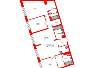 3-ком. квартира на продажу, 115.7 м2, Санкт-Петербург, Ремесленная улица, 17, метро Спортивная