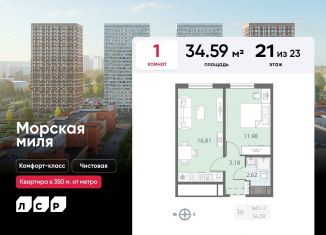 Продается 1-комнатная квартира, 34.6 м2, Санкт-Петербург