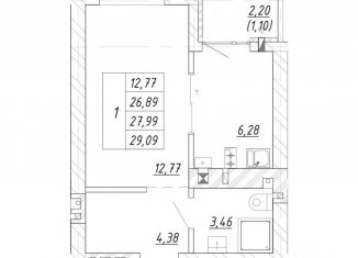 Продам 1-ком. квартиру, 28 м2, Калининградская область