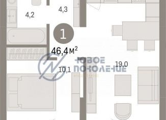 Продается 1-комнатная квартира, 46.4 м2, Омск