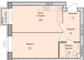 Продается 1-ком. квартира, 42.3 м2, село Первомайский