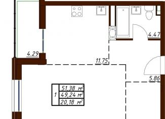 Продается 1-ком. квартира, 51.4 м2, Обнинск, Белкинская улица, 36