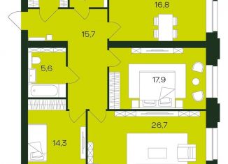 Продается трехкомнатная квартира, 102.5 м2, Чувашия, жилой комплекс Ялав, поз5.12