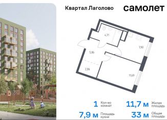 Продается 1-ком. квартира, 33 м2, деревня Лаголово