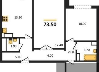 Продажа 3-комнатной квартиры, 73.5 м2, посёлок Отрадное, бульвар 70 лет Победы, 5