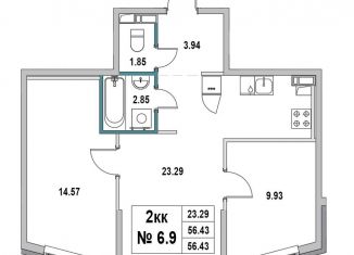 Продажа 2-ком. квартиры, 56.4 м2, Выборг, 1-я Южная улица, 8