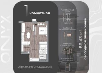 Продажа 1-комнатной квартиры, 53.4 м2, Хабаровский край, улица Шеронова, 20