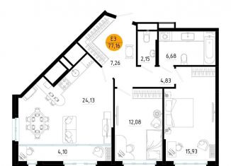 Продается 2-комнатная квартира, 77.2 м2, Рязанская область