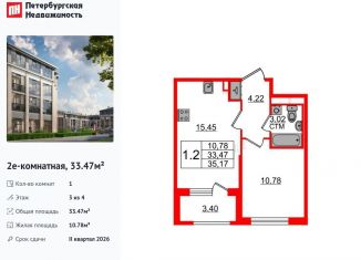 1-ком. квартира на продажу, 33.5 м2, посёлок Стрельна