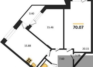 Продается 2-ком. квартира, 70.1 м2, Воронеж, Коминтерновский район, Электросигнальная улица, 9Ак2