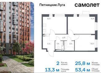 Продам двухкомнатную квартиру, 53.4 м2, Московская область, жилой комплекс Пятницкие Луга, к2/1