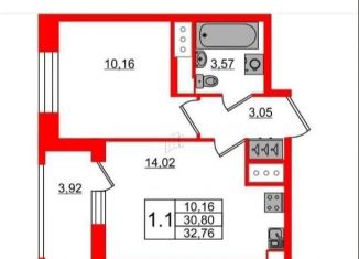 Продажа 1-комнатной квартиры, 30.8 м2, Санкт-Петербург, Октябрьская набережная, 36к4