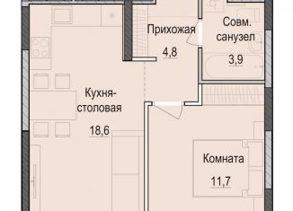 Продам 1-комнатную квартиру, 38.9 м2, Казань, Приволжский район, Южно-Промышленная улица, 1