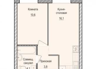 1-комнатная квартира на продажу, 34.6 м2, село Первомайский, жилой комплекс Санвилл, 5