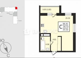 Продаю квартиру студию, 36.5 м2, посёлок Заклязьменский, Заречная улица