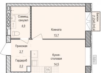 Продажа однокомнатной квартиры, 38 м2, село Первомайский, жилой комплекс Санвилл, 5