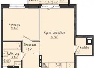 Продается 1-комнатная квартира, 40.9 м2, село Первомайский, жилой комплекс Город Оружейников, 22