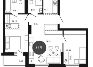 Продам 3-ком. квартиру, 64.8 м2, Новосибирск, Октябрьский район