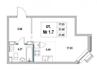 Квартира на продажу студия, 31.4 м2, Ленинградская область, 1-я Южная улица, 8