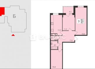 Продам 3-ком. квартиру, 78.1 м2, Владимир, Добросельская улица, 180, Фрунзенский район