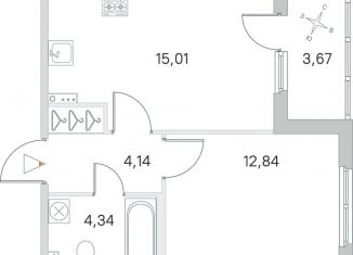 Продаю 1-комнатную квартиру, 38.2 м2, посёлок Стрельна