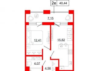 Продажа 1-комнатной квартиры, 40.4 м2, Санкт-Петербург, Ломаная улица, 3Б, метро Фрунзенская