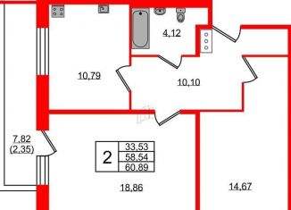 2-комнатная квартира на продажу, 60.2 м2, Ленинградская область, Главная улица, 2