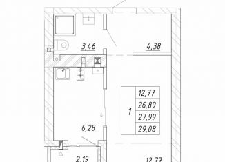 Продам однокомнатную квартиру, 28 м2, Калининградская область