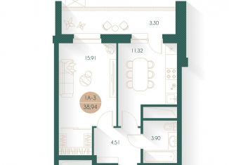 Продается однокомнатная квартира, 38.9 м2, Казань, Советский район