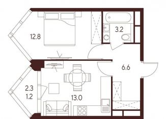 Однокомнатная квартира на продажу, 35.6 м2, Москва, станция Зорге