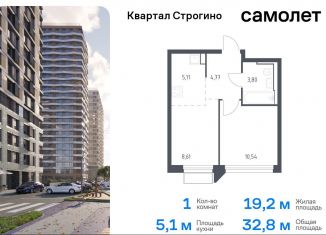 Продажа 1-ком. квартиры, 32.8 м2, Красногорск, жилой комплекс Квартал Строгино, к2