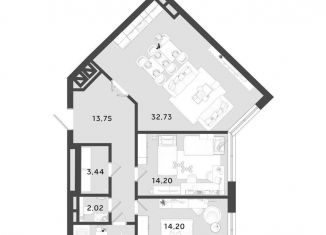 Продажа 2-ком. квартиры, 86 м2, Калуга, 3-й Академический проезд, 1