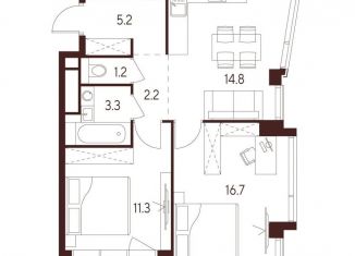 Продаю 2-комнатную квартиру, 54.7 м2, Москва, метро Октябрьское поле