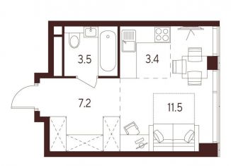 Квартира на продажу студия, 25.6 м2, Москва, станция Зорге