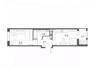 Продается однокомнатная квартира, 41.5 м2, Омск, микрорайон Зелёная Река, 1