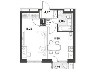 Продается 1-комнатная квартира, 37.1 м2, Калуга